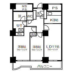 ダイアシティ2000茂庭C1リッヂ 4階2LDKの間取り