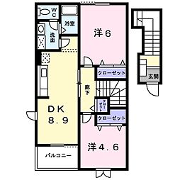 ハイナブリッサB 2DKの間取図画像