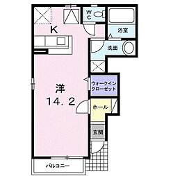 プラシード 1Kの間取図画像