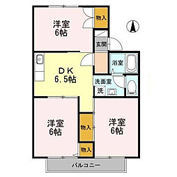 サンハイムB 3DKの間取図画像