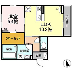 D-room白萩町 1LDKの間取図画像