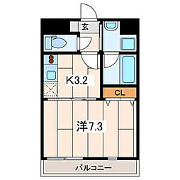 グレイス多摩川壱番館 2階1Kの間取り
