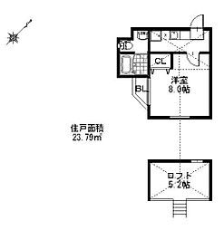 グレイスハイツ神松寺 2階1Kの間取り
