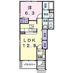 サンシャイン　ラッキ−I 1階1LDKの間取り