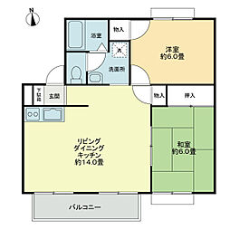 フォブール吉峰Ａ 1階2LDKの間取り