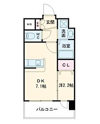 YSP八幡 2階1DKの間取り