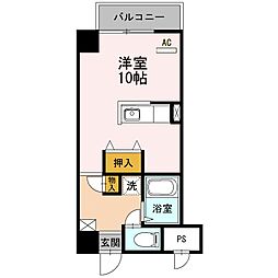 メセナ西条 3階ワンルームの間取り
