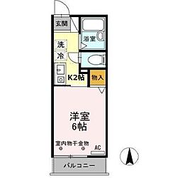 ハミング南牛川 1階1Kの間取り