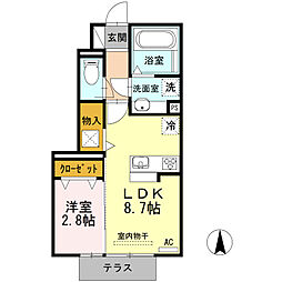 マーブル1 ワンルームの間取図画像