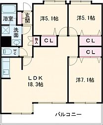 フリーリー守恒 3LDKの間取図画像