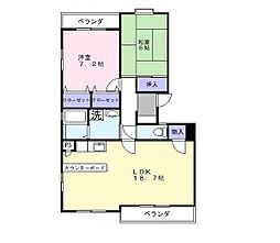 JR東海道・山陽本線 彦根駅 徒歩13分の賃貸マンション 1階2LDKの間取り