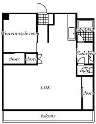 サンイースト天祐 2階1LDKの間取り