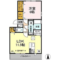 メゾンリヴェールA 1LDKの間取図画像
