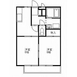 陽だまりハイツ2000A 2Kの間取図画像