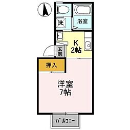 コーポトゥインクル 1Kの間取図画像