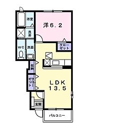 メゾン　ド　ソレイユ　Ａ 1階1LDKの間取り
