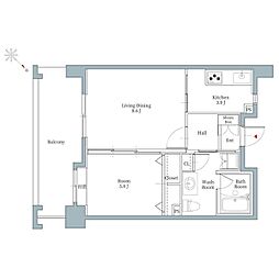 リアンシエルブルー東比恵 2Kの間取図画像