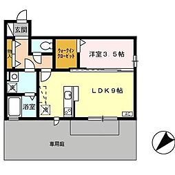 グランルミエールD 1LDKの間取図画像