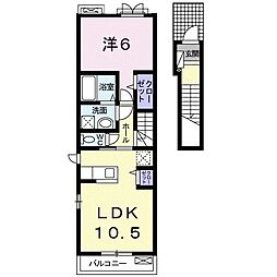 ガーデンハウスIII 2階1LDKの間取り