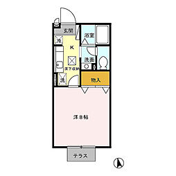 エクセレントタウン・村井　Ｂ 1階1Kの間取り