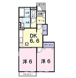 モンテローザ 2DKの間取図画像