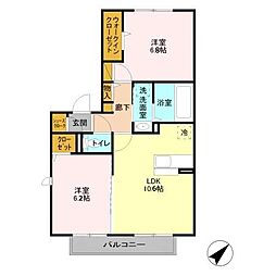 アステール 2階2LDKの間取り