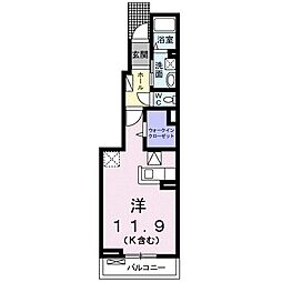 ラフォンテオール　I 1階ワンルームの間取り