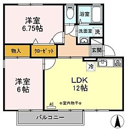 メゾン・ド・Ｍ　Ｂ 2階2LDKの間取り
