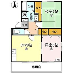 エピナール　D棟 1階2DKの間取り