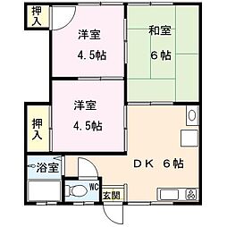 ハイツ城山 1階3DKの間取り