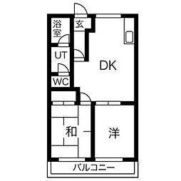 ラシャンテ 1階2DKの間取り