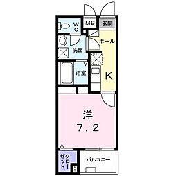 クロワール長田 1Kの間取図画像
