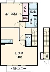 プランドールA 1LDKの間取図画像