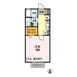 クヒオ 2階1Kの間取り