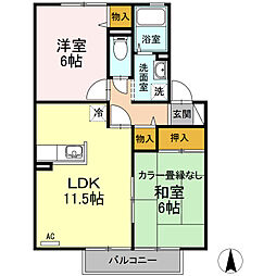 シャンポール　II 2階2LDKの間取り