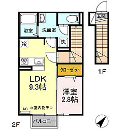 ヴィラージュ松屋 1LDKの間取図画像