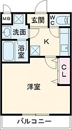 フジパレス高見の里1番館 1Kの間取図画像