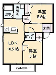 メゾンド藤　Ｃ棟 2階2LDKの間取り