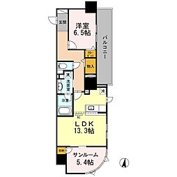 セントラルレジデンス 6階1LDKの間取り