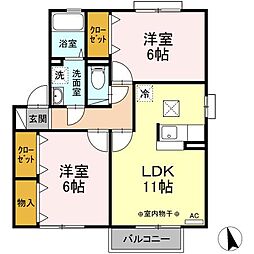 フィオーレB 2LDKの間取図画像