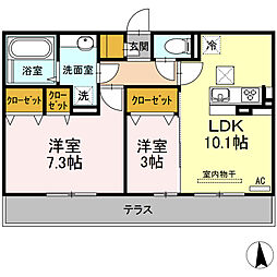 サンローズ島町 2LDKの間取図画像
