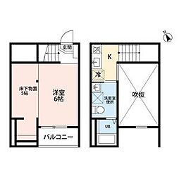 Blossom　Meiji(ブロッサムメイジ) 2階ワンルームの間取り