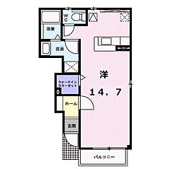 エクセラン近見 1階ワンルームの間取り