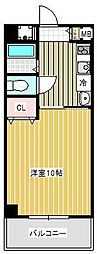 仲垣内ビル 2階1Kの間取り