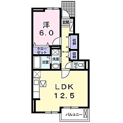 レディバードポイントA 1LDKの間取図画像
