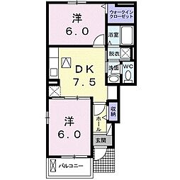 アンソレイエ3 2DKの間取図画像