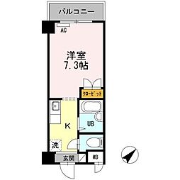 エクレール 1Kの間取図画像