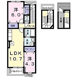 グレイス・寺川 2LDKの間取図画像