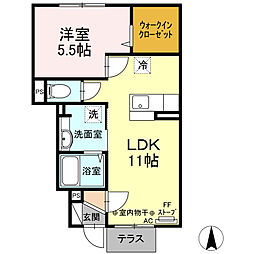 セジュールシャトンA 1LDKの間取図画像