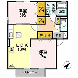 グランモア西市A 2LDKの間取図画像